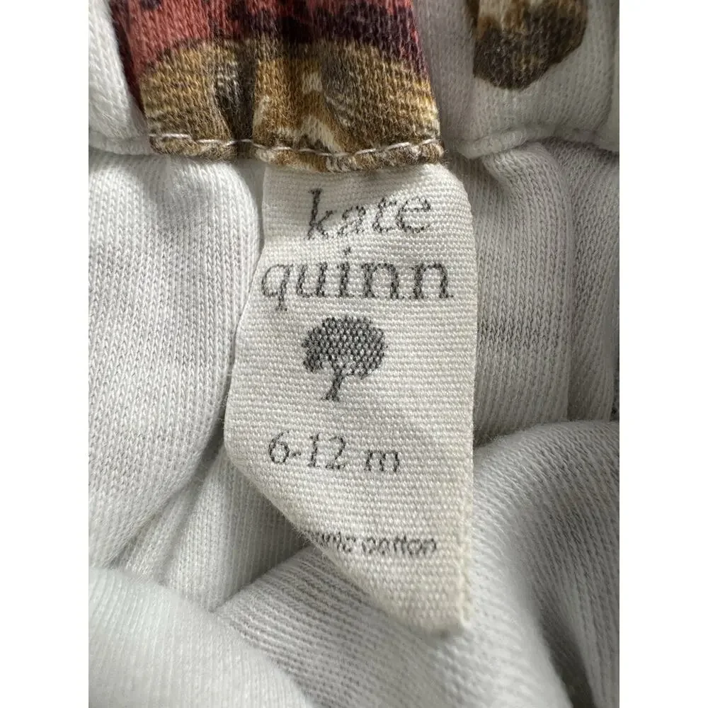 Kate Quinn Mushroom Print Ruffle Bubble Romper Baby Girls 0-12M Organic Cotton